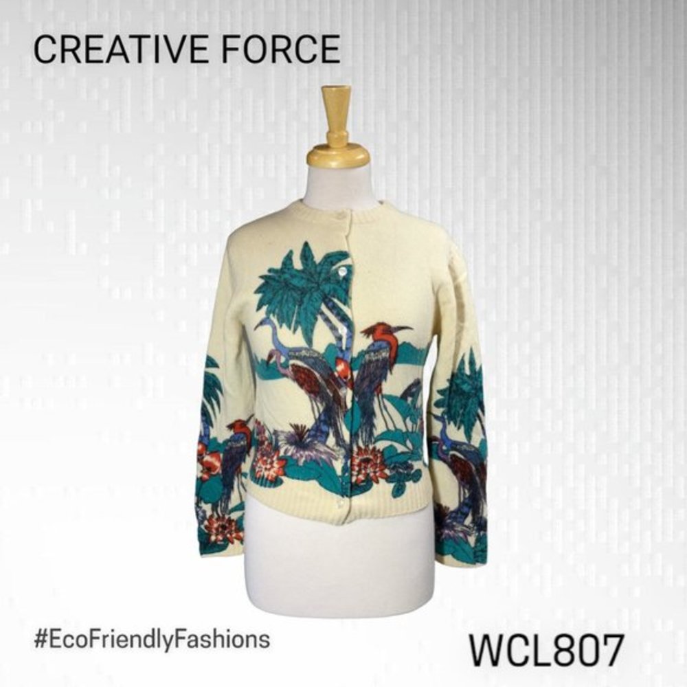 Vintage Creative Force By Audrey Multicolor Button Up Cardigan Sweater Sz Large